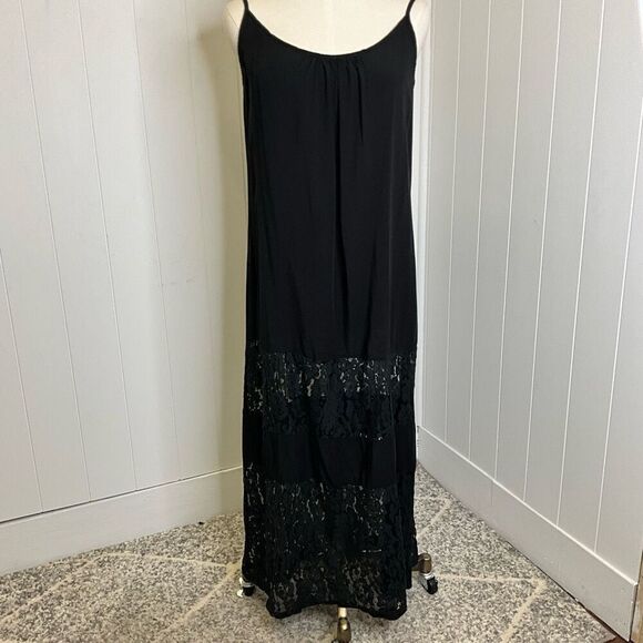 Vintage Zanzea Collection Women’s 4 Black Lace Trim Hem Maxi Dress Gown - Picture 1 of 15